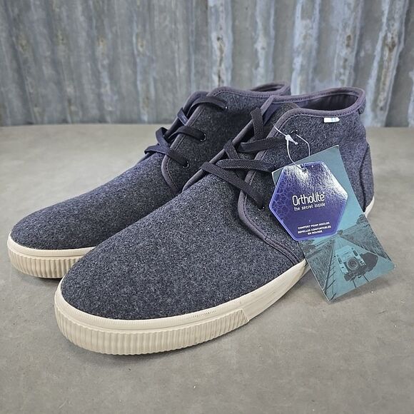 TOMS Carlo Mid Terrain Grey Felt Lace Up Sneakers Casual Chukka Shoes Mens Sz 12 main image 5
